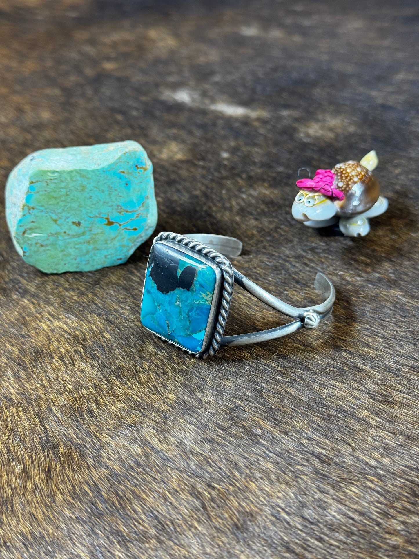 Square Stone Kingman Turquoise Bracelet