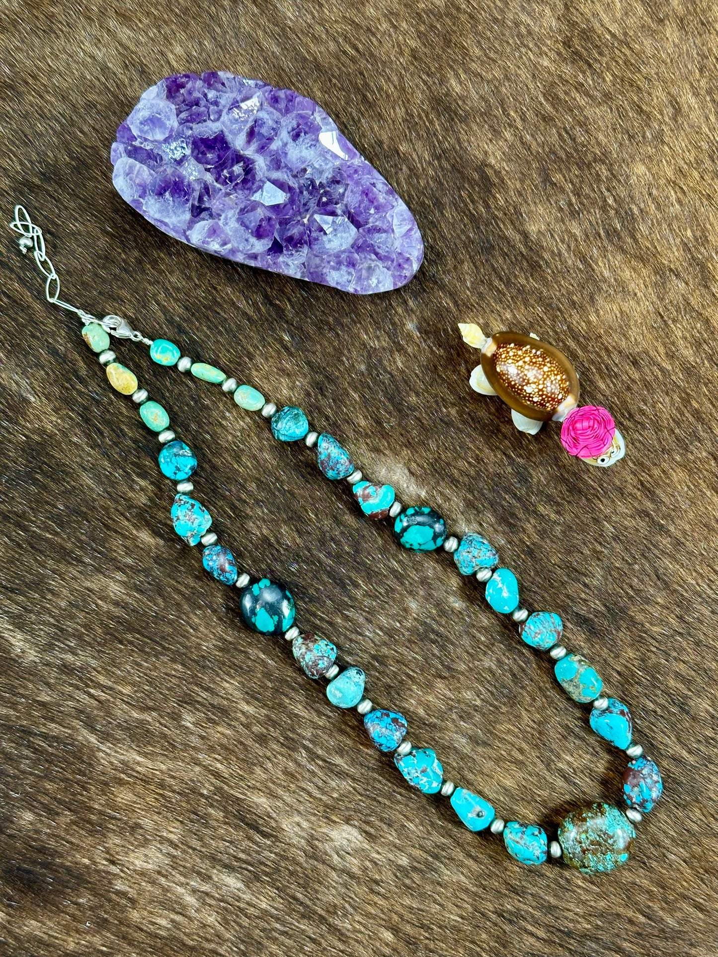 Kingman Turquoise and Sterling Silver Pearl Necklace