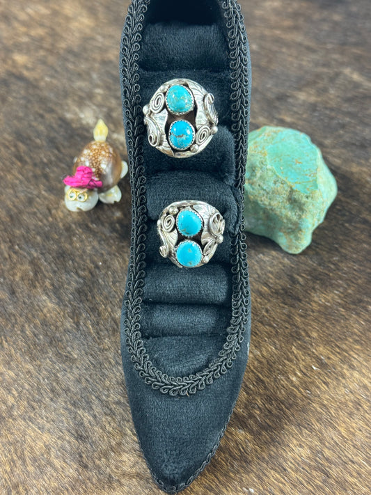 Kingman Turquoise two stone ring