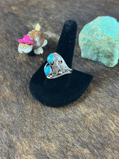 Kingman Turquoise two stone ring