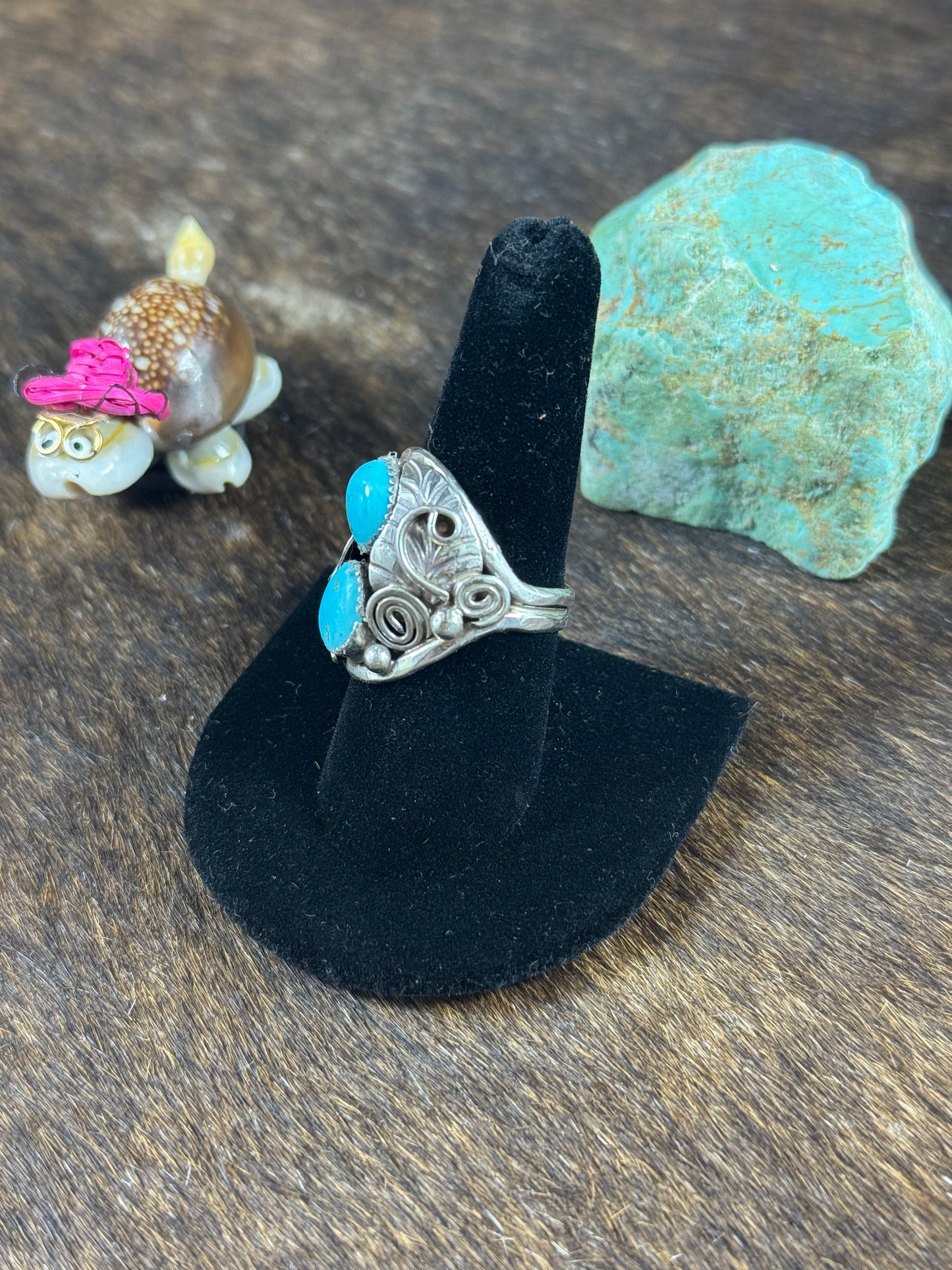 Kingman Turquoise two stone ring