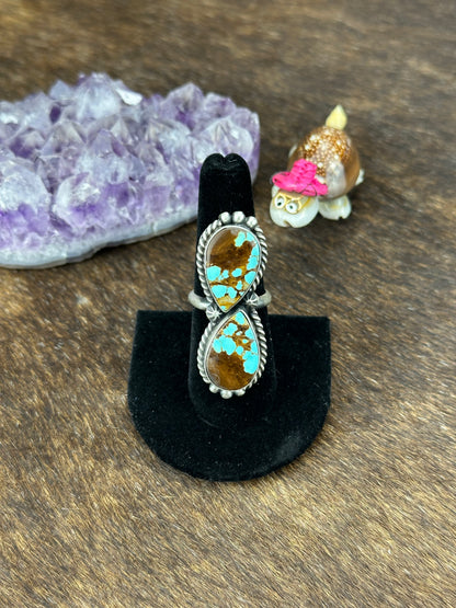#8 Turquoise Two Stone Ring