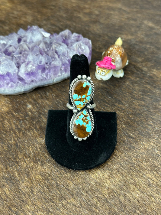 #8 Turquoise Two Stone Ring