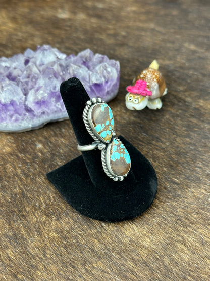 #8 Turquoise Two Stone Ring