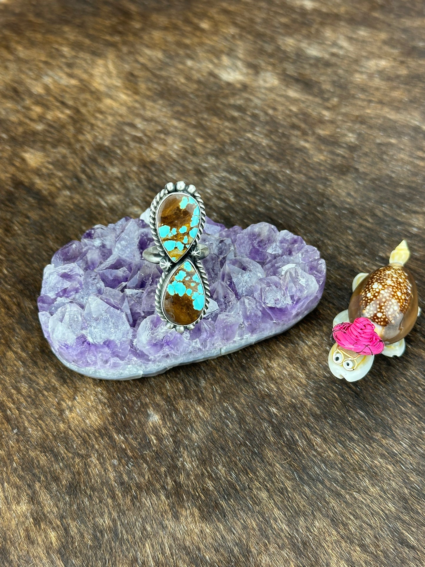 #8 Turquoise Two Stone Ring