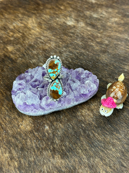#8 Turquoise Two Stone Ring