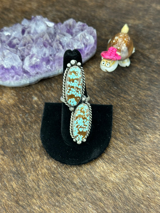 #8 Turquoise Two Stone Ring