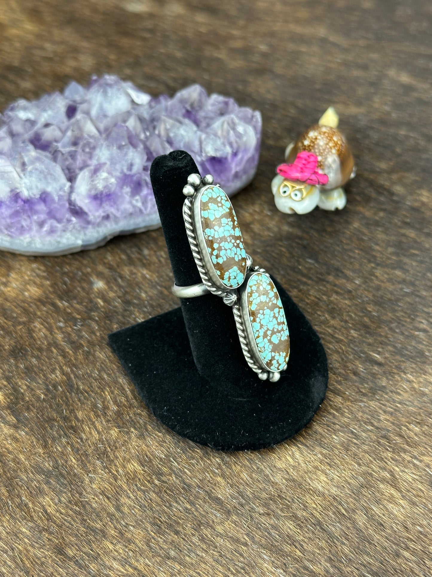 #8 Turquoise Two Stone Ring