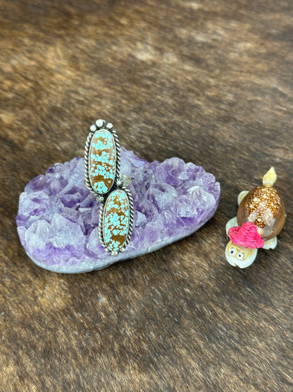 #8 Turquoise Two Stone Ring