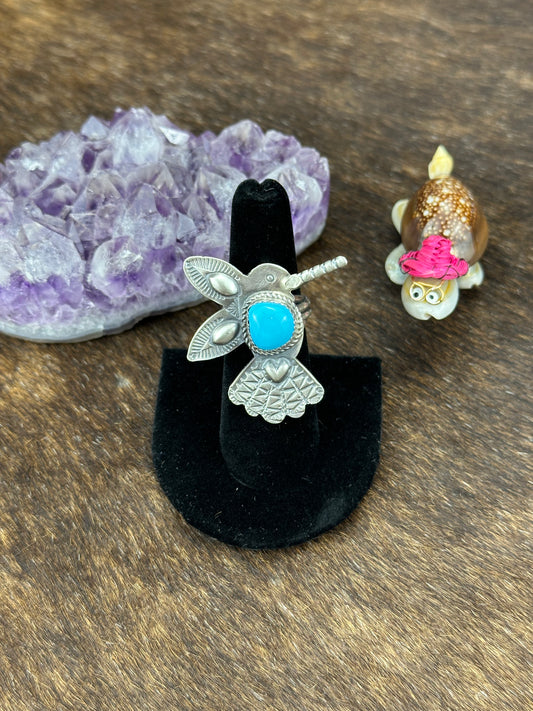 Kingman Turquoise Humming Bird Ring