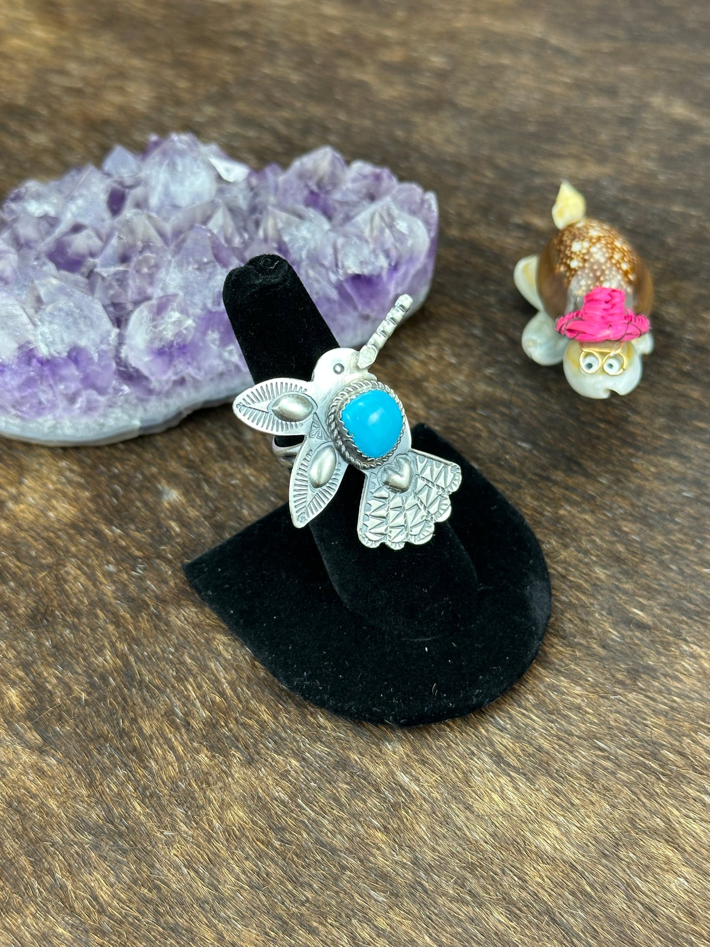 Kingman Turquoise Humming Bird Ring