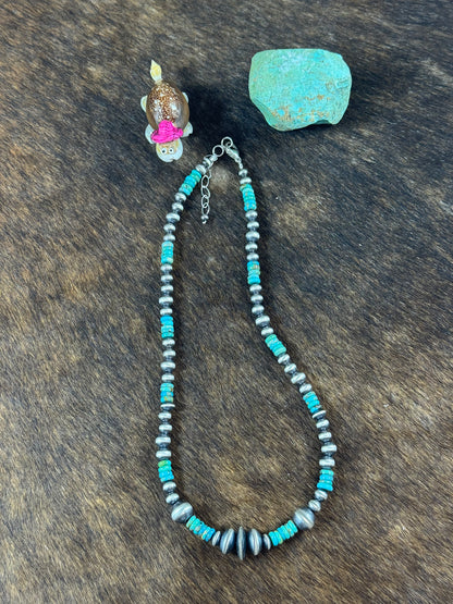 Kingman Turquoise and Sterling Silver Varied Necklace