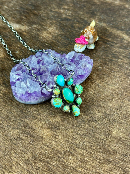 Sanoran Turquoise Cluster Fixed Pendant Necklace