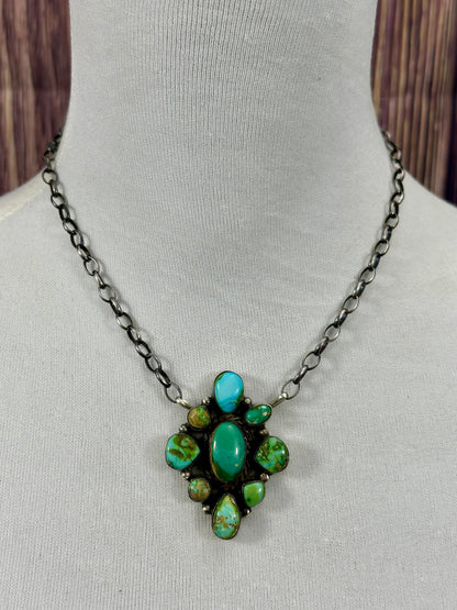 Sanoran Turquoise Cluster Fixed Pendant Necklace