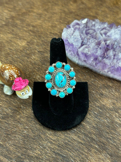 Kingman Turquoise Cluster Ring