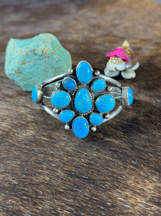 Kingman Turquoise Cluster Bracelet
