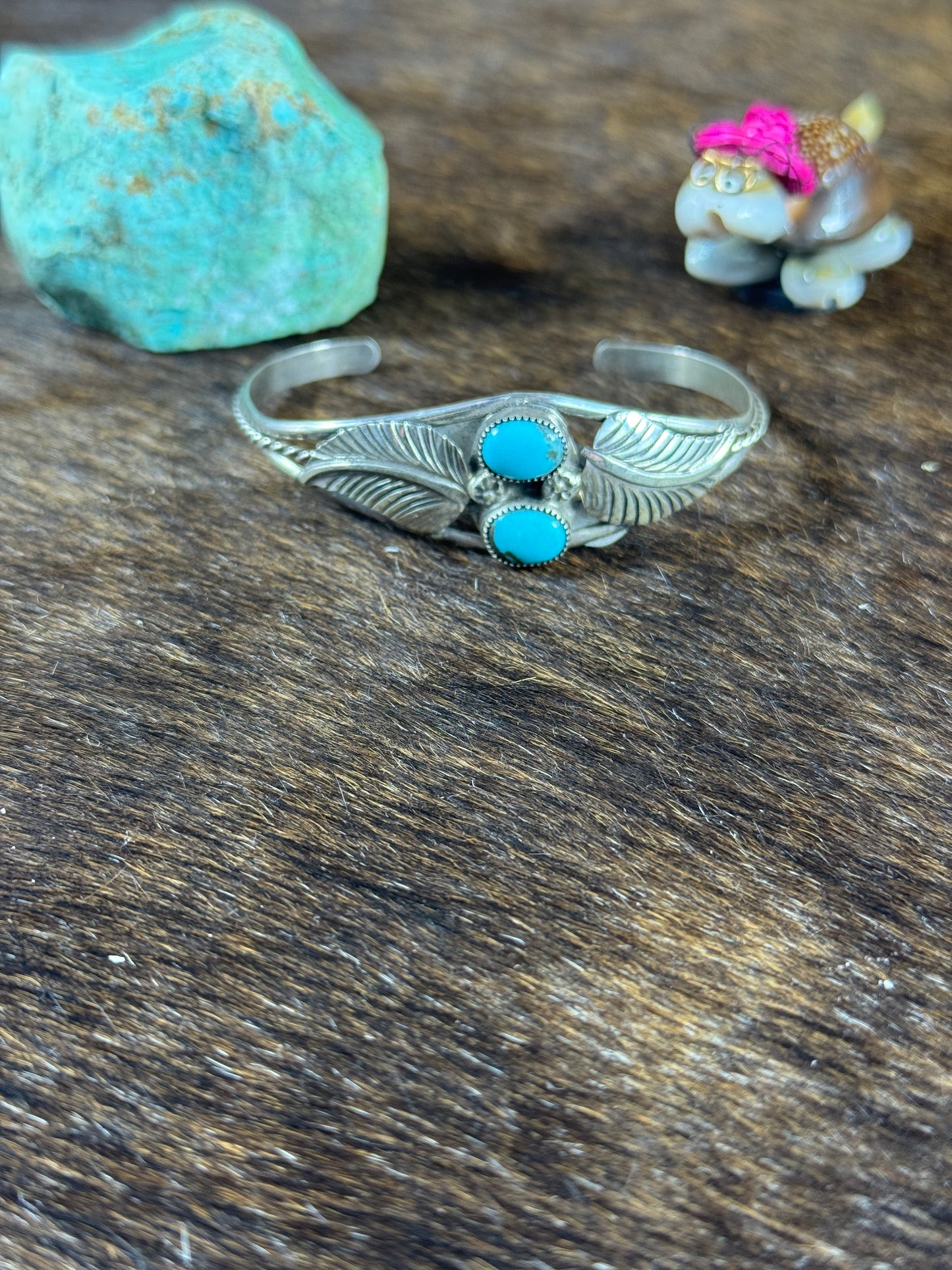 Kingman Turquoise Leaf Bracelet