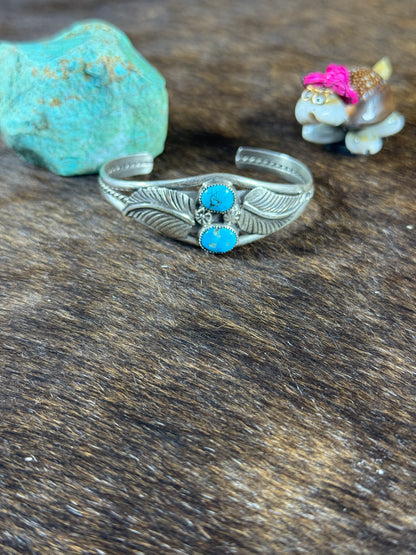 Kingman Turquoise Leaf Bracelet