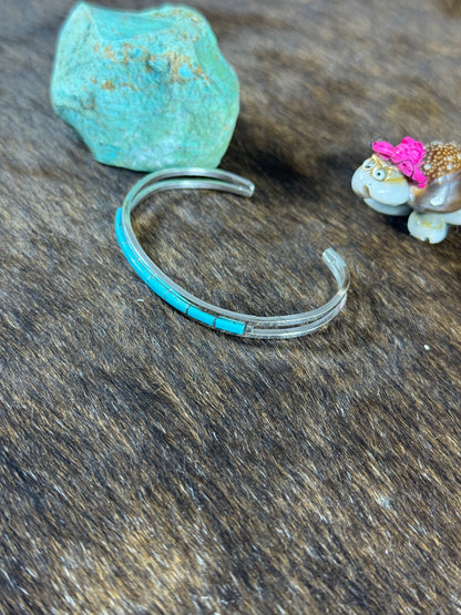 Kingman Turquoise Inlay Bar Bracelet
