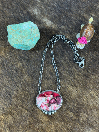 Dahlia Rose Oval Fixed Necklace