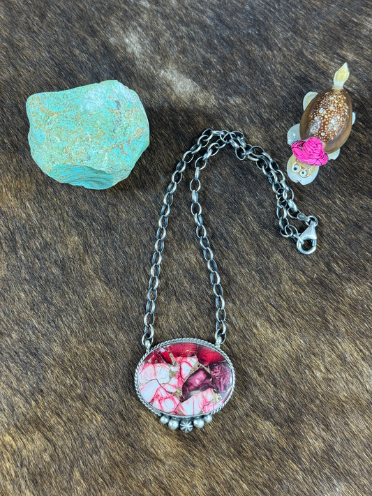 Dahlia Rose Oval Fixed Necklace