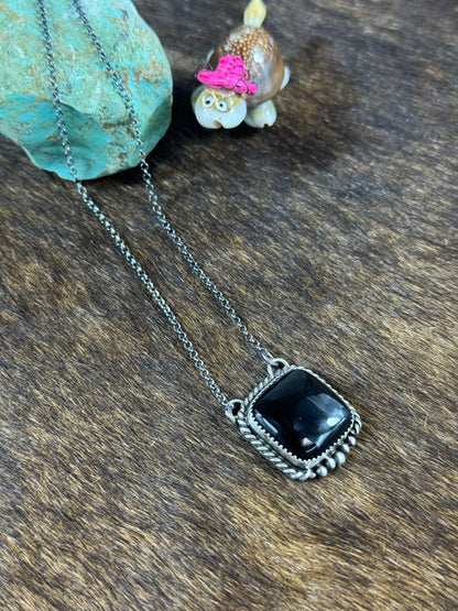 Black Onyx Square Fixed Pendant