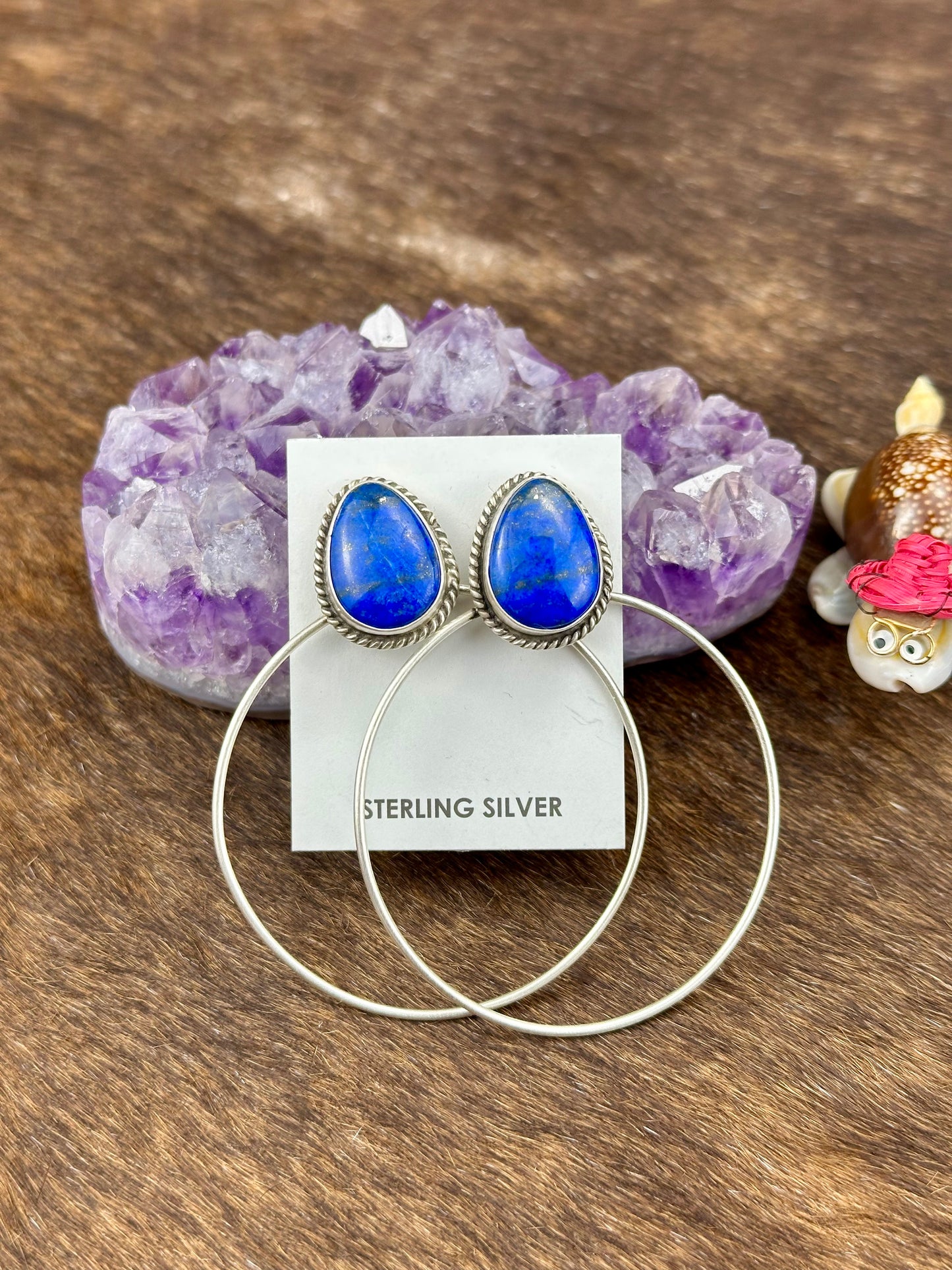 Lapis Sterling Hoop Earrings