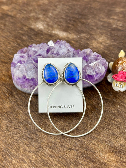 Lapis Sterling Hoop Earrings