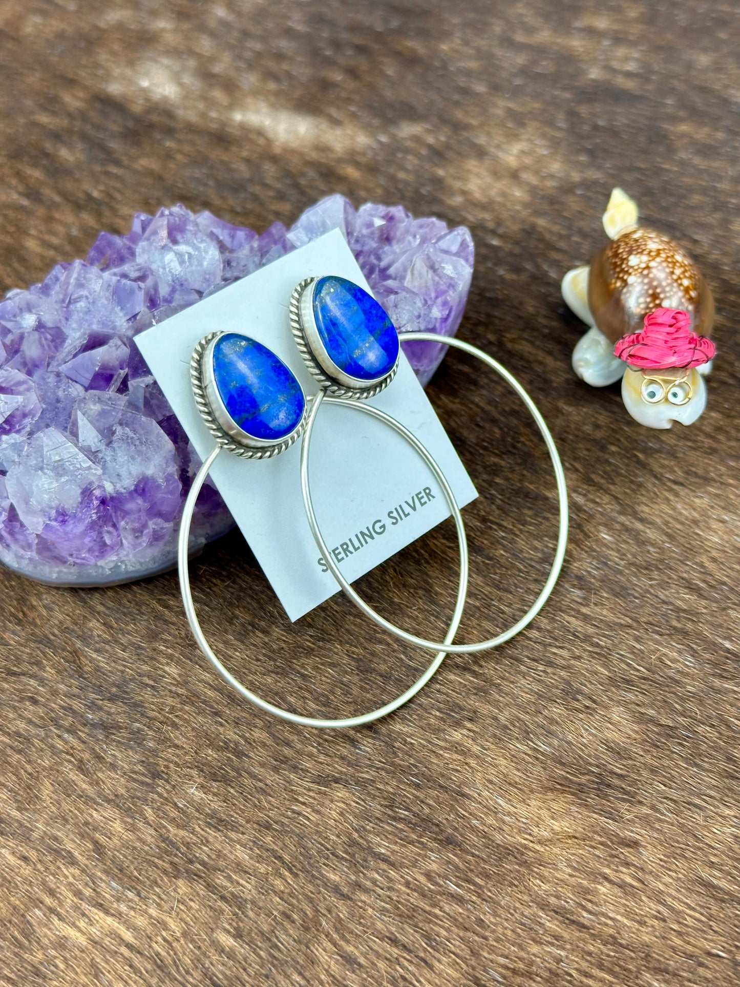 Lapis Sterling Hoop Earrings