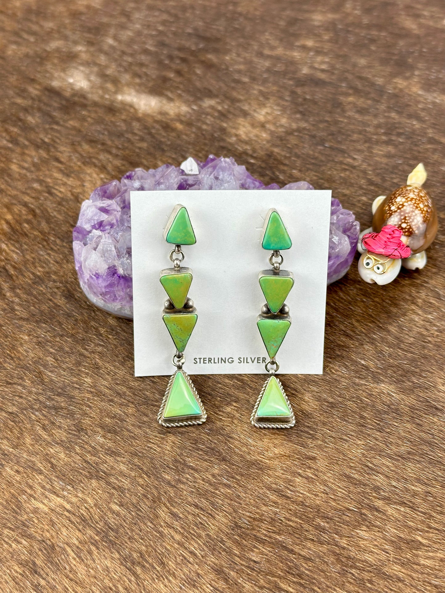 Kingman Turquoise 4 Stone Dangle Earrings