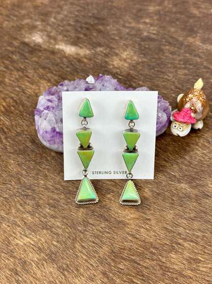 Kingman Turquoise 4 Stone Dangle Earrings