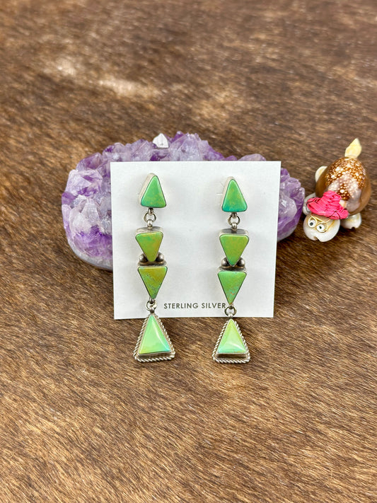 Kingman Turquoise 4 Stone Dangle Earrings