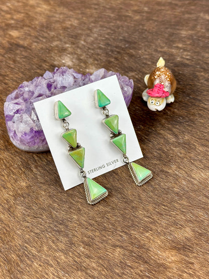 Kingman Turquoise 4 Stone Dangle Earrings