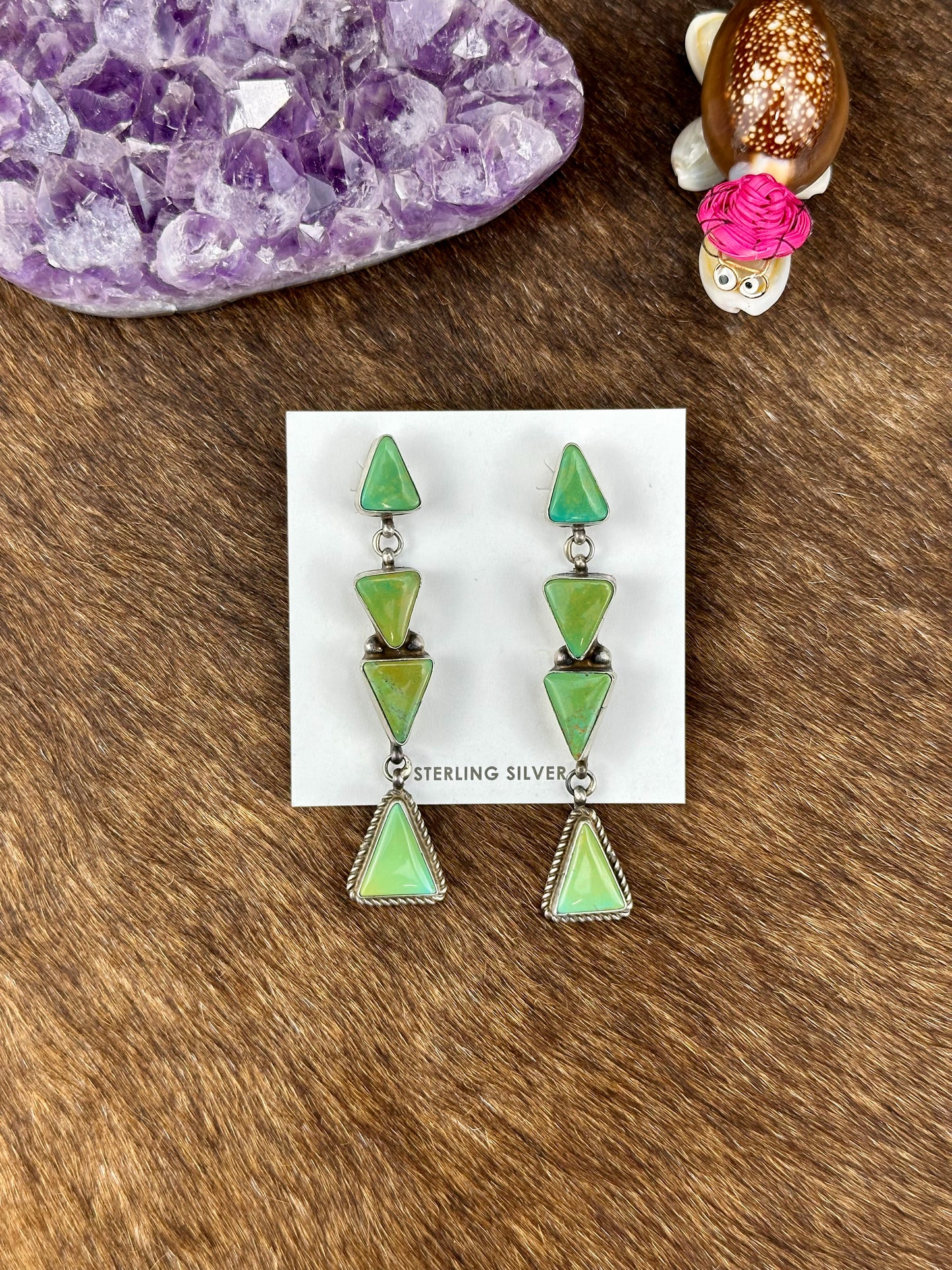 Kingman Turquoise 4 Stone Dangle Earrings