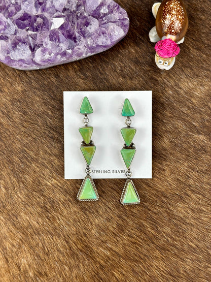Kingman Turquoise 4 Stone Dangle Earrings