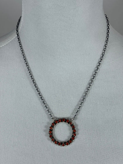 Red Spiny Circle Necklace