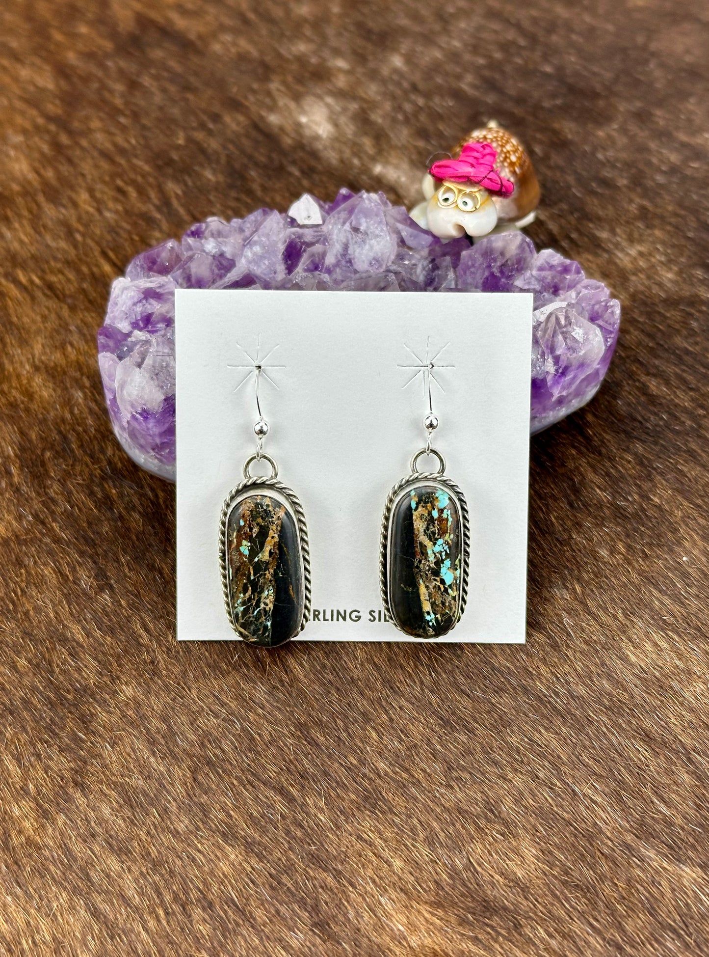 Black Jack Turquoise Dangle Earring