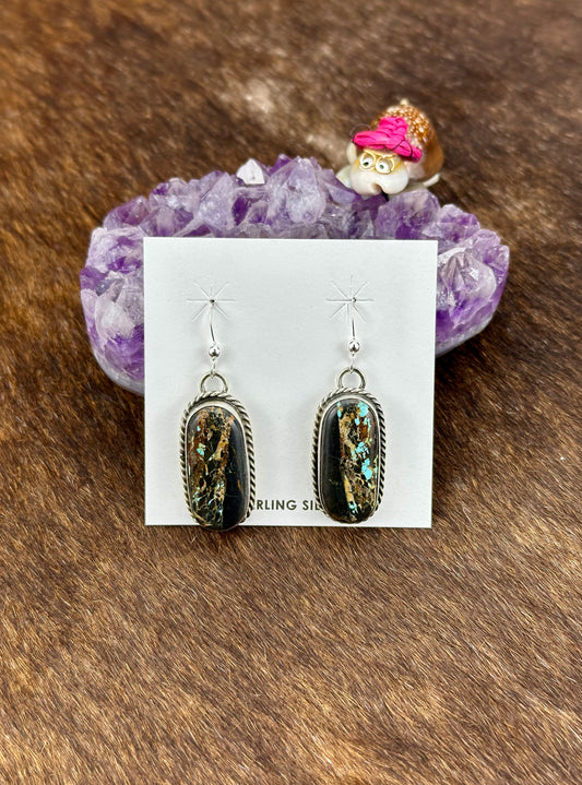 Black Jack Turquoise Dangle Earring