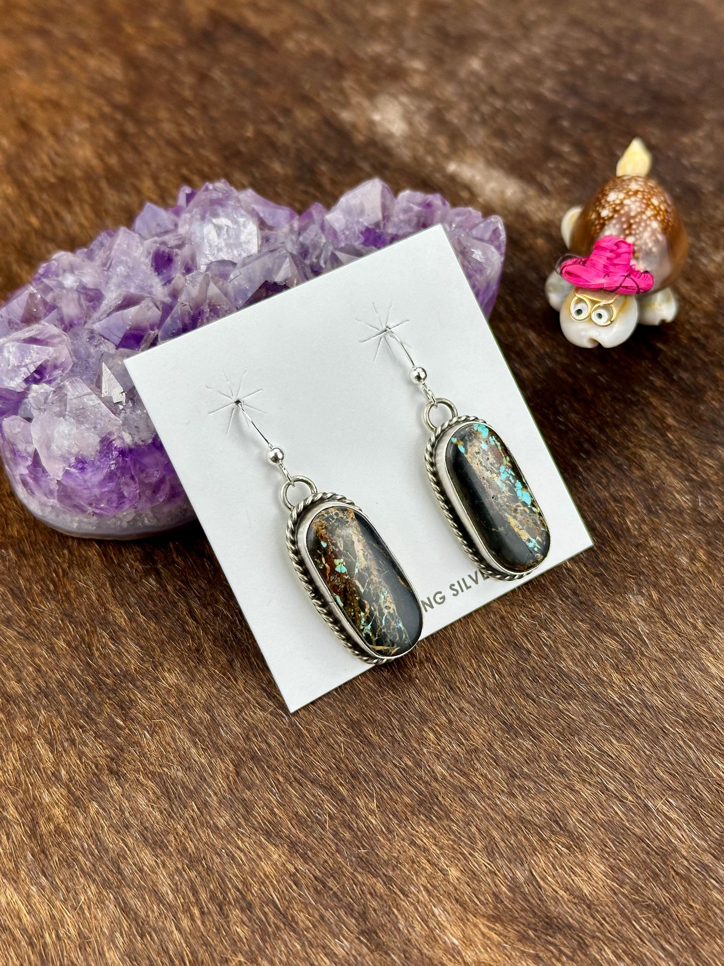 Black Jack Turquoise Dangle Earring