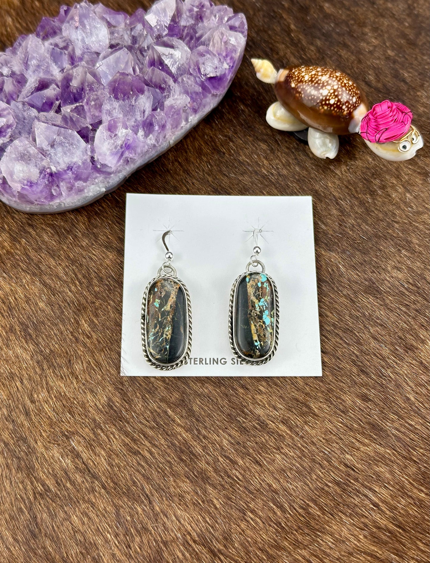 Black Jack Turquoise Dangle Earring