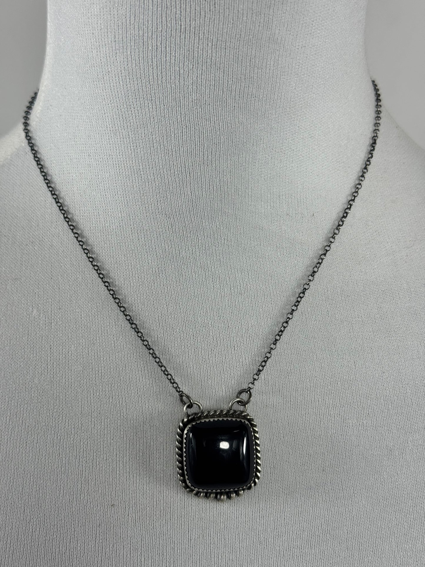 Black Onyx Square Fixed Pendant