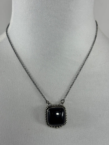 Black Onyx Square Fixed Pendant