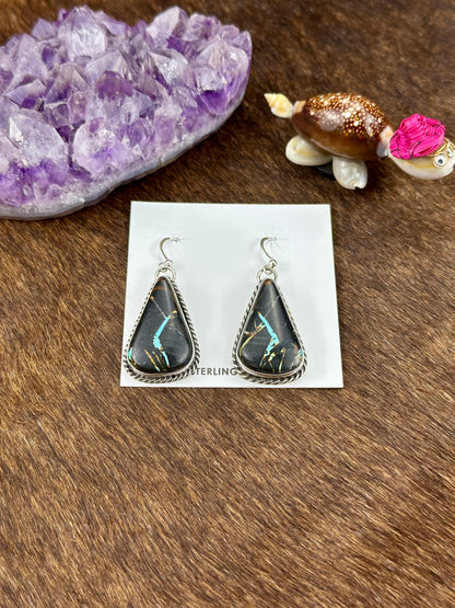 Black Jack Turquoise Teardrop Dangle Earring