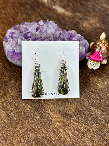 Black Jack Turquoise Teardrop Dangle Earring