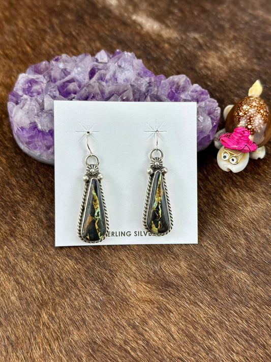 Black Jack Turquoise Teardrop Dangle Earring