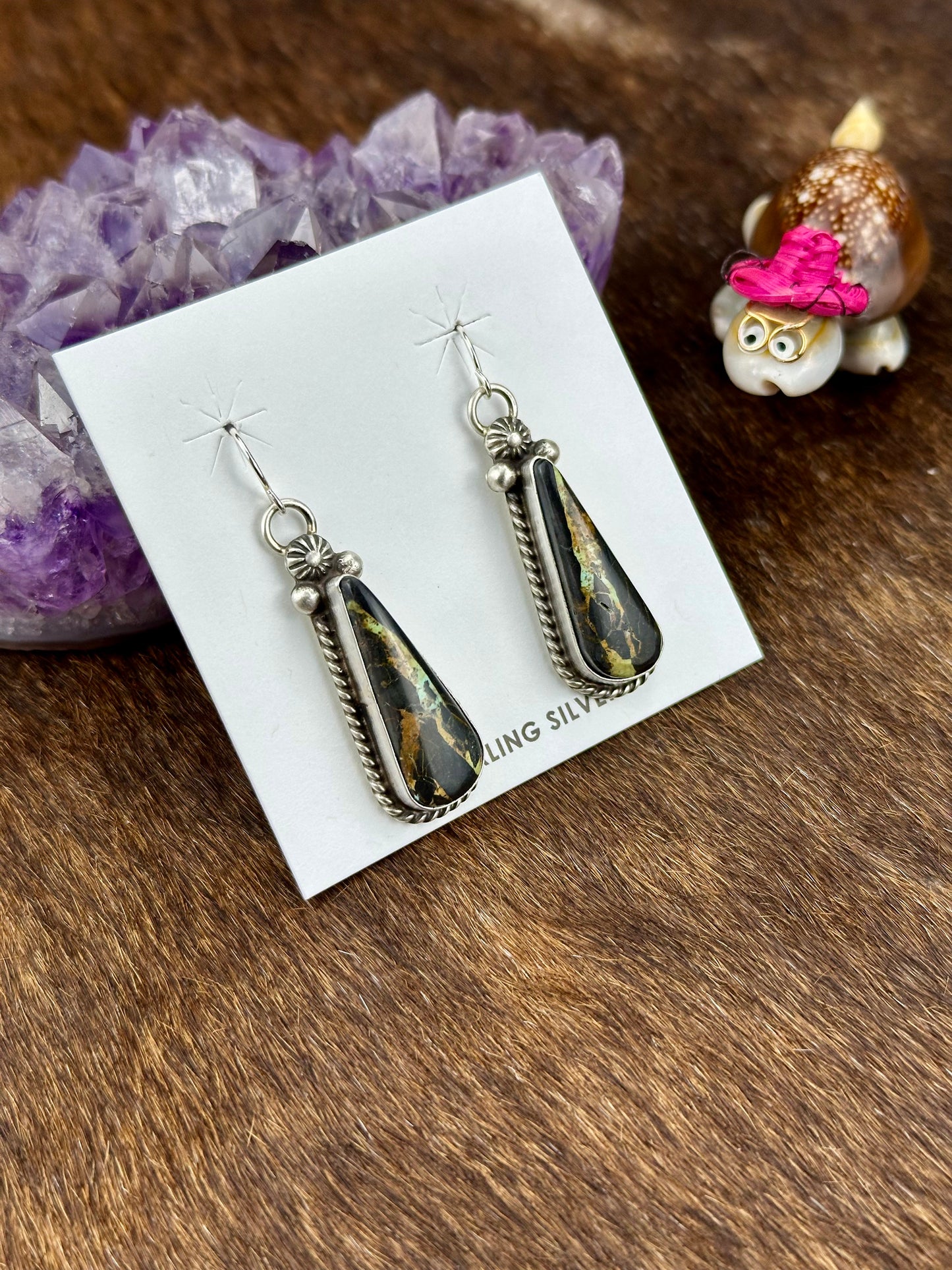Black Jack Turquoise Teardrop Dangle Earring