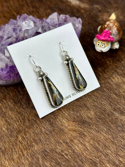 Black Jack Turquoise Teardrop Dangle Earring