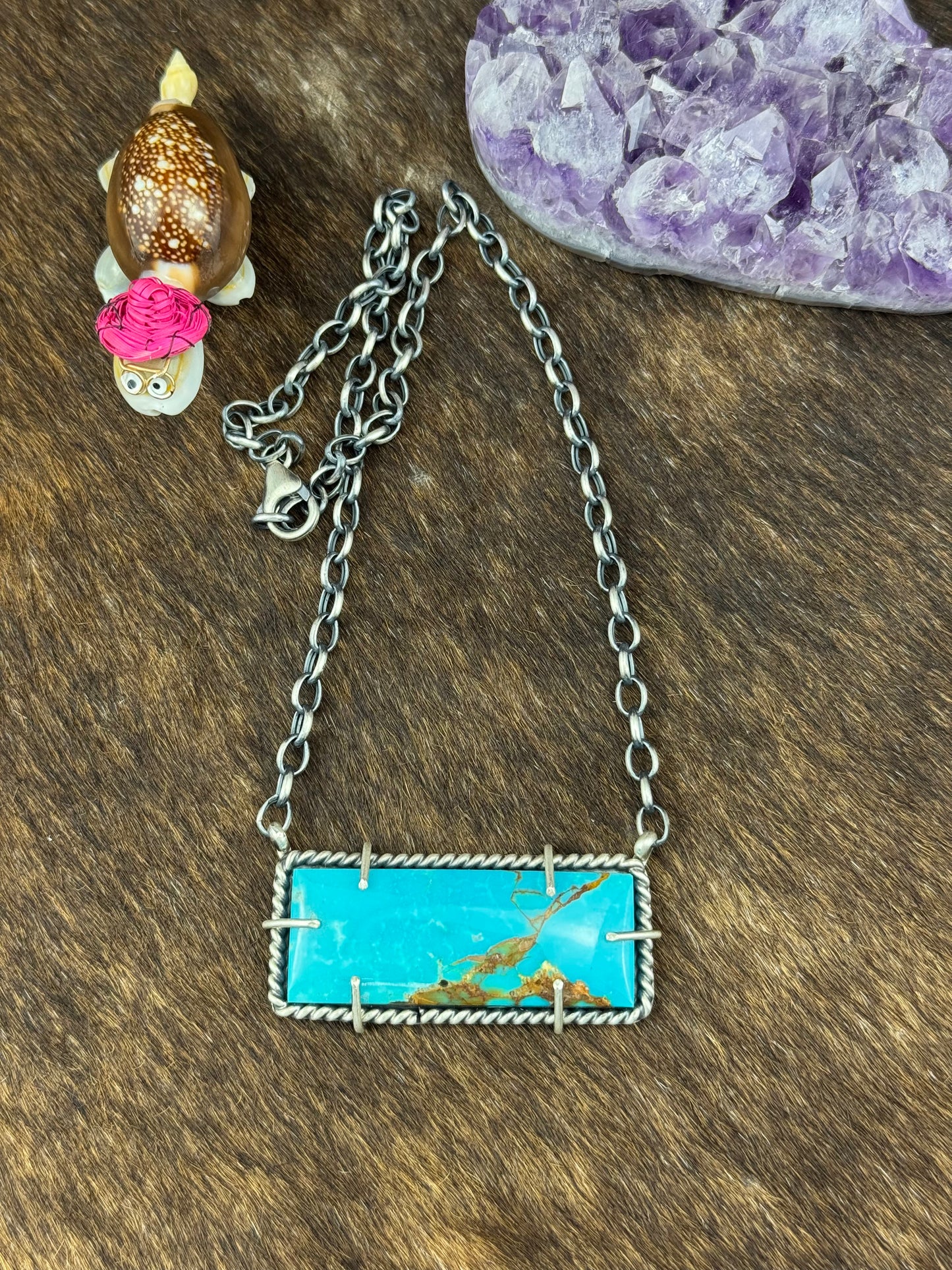 Kingman Turquoise Large Waterproof Bar Necklace
