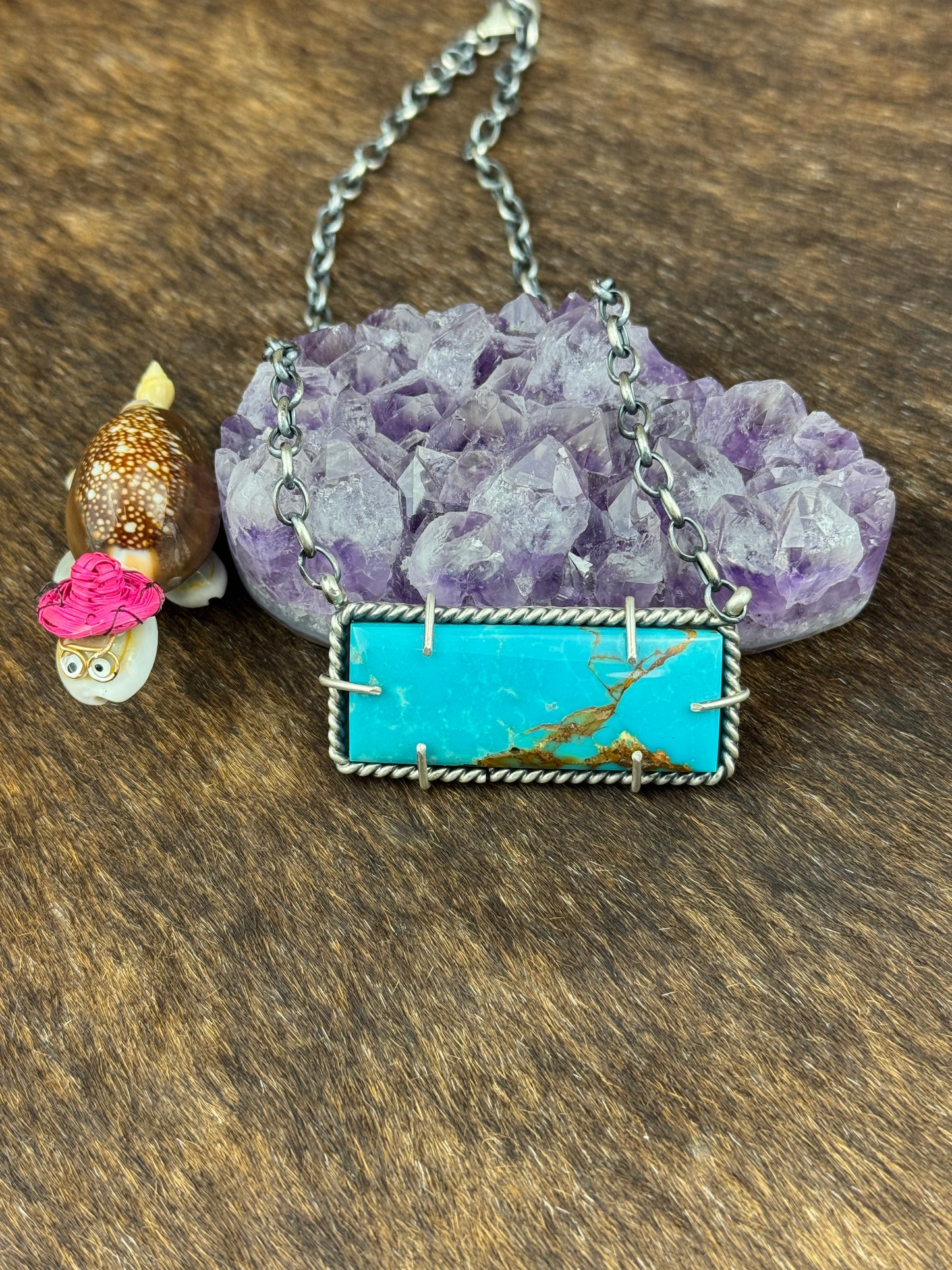 Kingman Turquoise Large Waterproof Bar Necklace