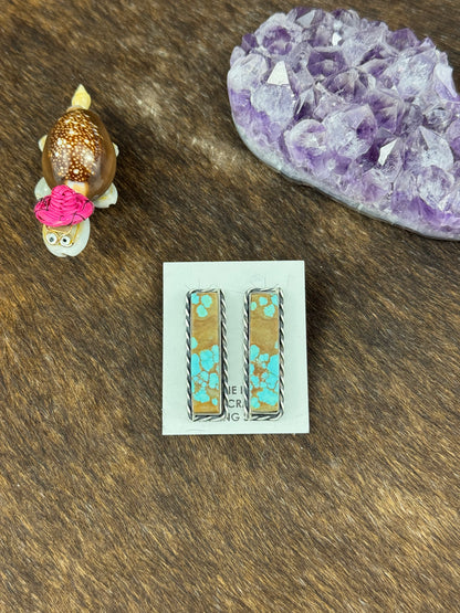 #8 Turquoise Rectangle Bar Earrings